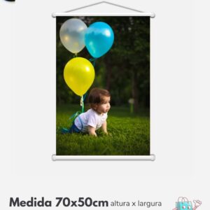 1 Banner personalizado 70x50cm bastão e cordão