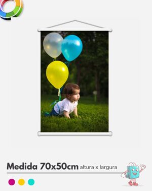 1 Banner personalizado 70x50cm bastão e cordão