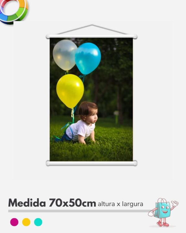 1 Banner personalizado 70x50cm bastão e cordão