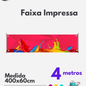 1 Faixa 400x60cm impressa lona brilho