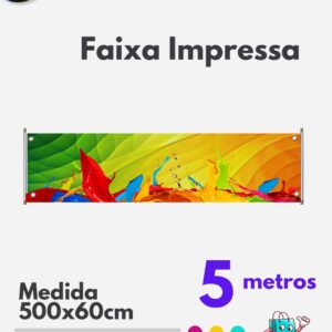 1 Faixa 500x60cm impressa lona brilho
