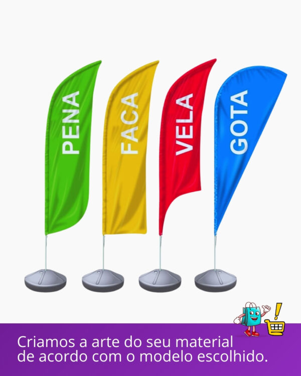 1 Wind Banner 1.90m altura Completo para Piso - Imagem 4