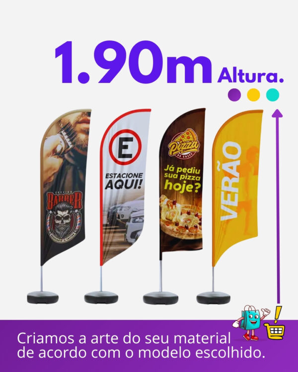 1 Wind Banner 1.90m altura Completo para Piso