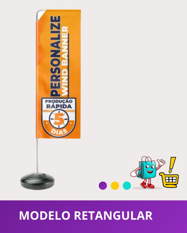 1 Wind Banner 1.90m altura Completo para Piso - Imagem 6