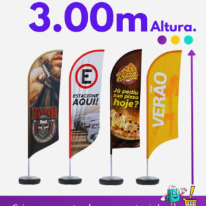 1 Wind Banner 3.00m altura Completo para Piso
